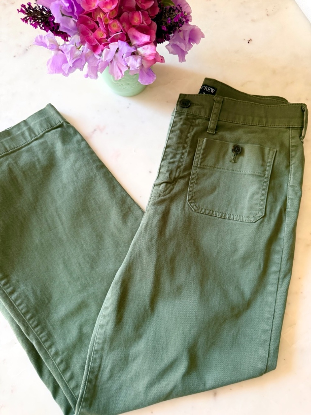 J. Crew Sailor Slim Wide Leg Chino Pant Green Size - Picture 9 of 12
